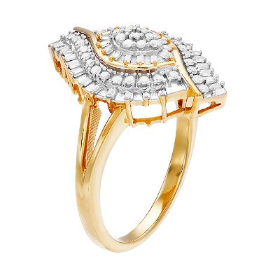 Women's 1/3CTW White Diamond Cluster Ring in 14K Gold Over Sterling Silver