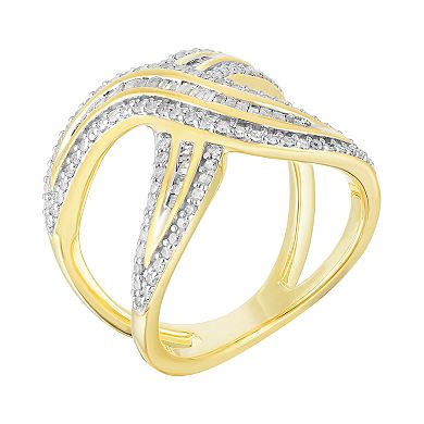 5/8 Carat T.W. 14k Gold Over Silver Crossover Ring