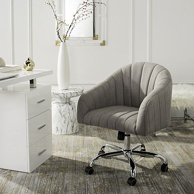 Safavieh Themis Linen Chrome Leg Swivel Office Chair