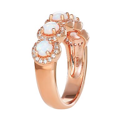 14k Rose Gold Over Silver Lab-Created White Opal Ring
