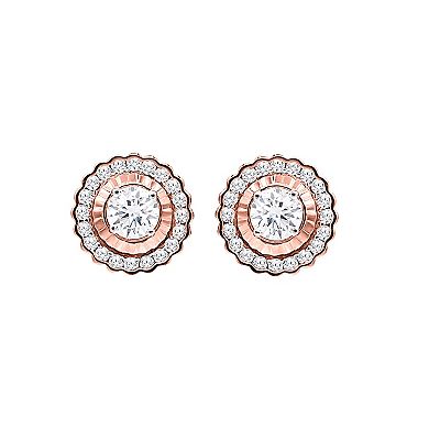 10k Rose Gold 1/2 Carat T.W. Diamond Scalloped Round Halo Earrings