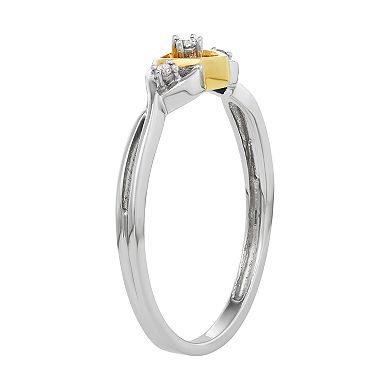 Two Tone 10k Gold Diamond Accent Heart Promise Ring 