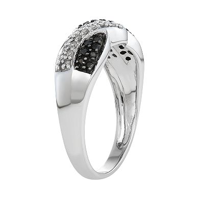 10k White Gold 1/4 Carat T.W. Black & White Diamond Twist Ring