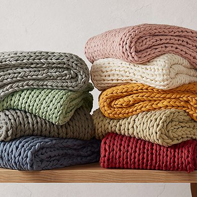 Madison Park Chunky Double Knit Handmade Throw