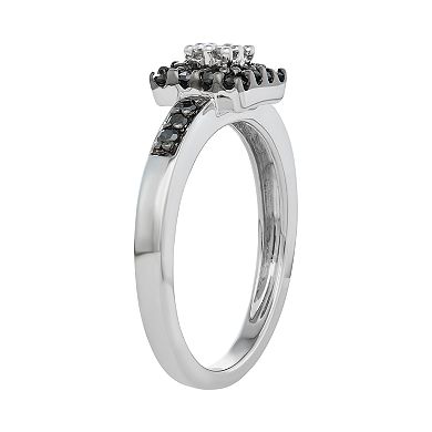 1/3 Carat T.W. Black & White Diamond Halo Ring