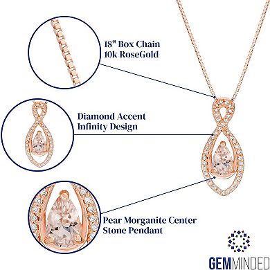 Gemminded 10k Rose Gold Morganite & 1/8 Carat T.W. Diamond Infinity Pendant Necklace