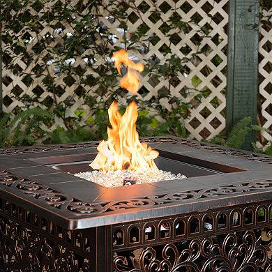 Fire Sense Sedona Square Aluminum LPG Fire Pit