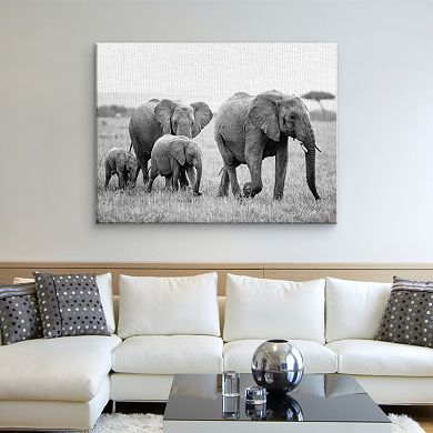 Fine Art Canvas Elephant Family by Belle Maison