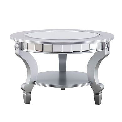 Southern Enterprises Lonveir Mirrored Round Coffee Table