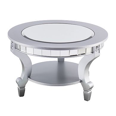 Southern Enterprises Lonveir Mirrored Round Coffee Table