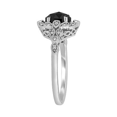 Stella Grace 14k White Gold 1 Carat T.W. Black & White Diamond Paisley Ring