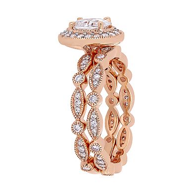Stella Grace 10k Rose Gold Lab-Created Moissanite Infinity Engagement Ring Set