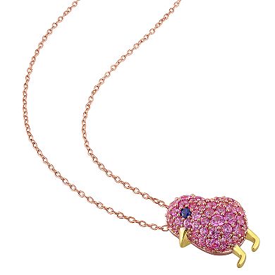 Stella Grace Sterling Silver 2 3/8 Carat T.W. Lab-Created Pink Sapphire Chick Pendant