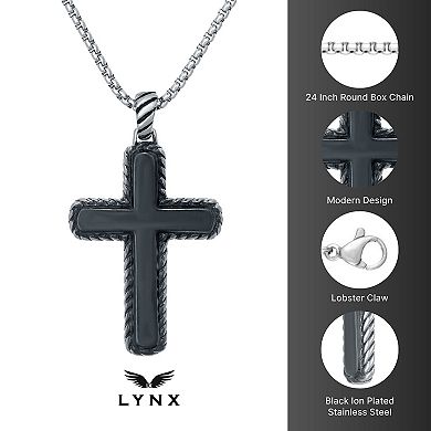 LYNX Men's Black Stainless Steel Cross Pendant