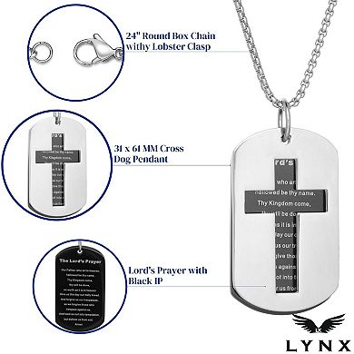 LYNX Men's Stainless Steel 2-pc. Lord's Prayer Dog Tag Pendant
