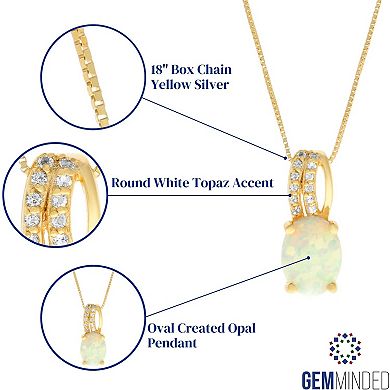 Gemminded Gold over Silver Lab-Created Opal Pendant Necklace