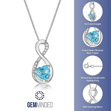 Gemminded Sterling Silver Blue Topaz & Diamond Accent Infinity Pendant