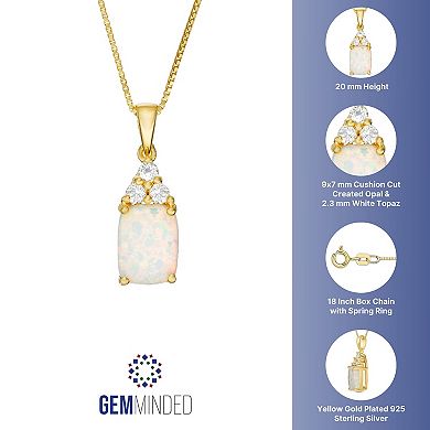 Gemminded Gold Over Silver Lab-Created Opal Pendant Necklace