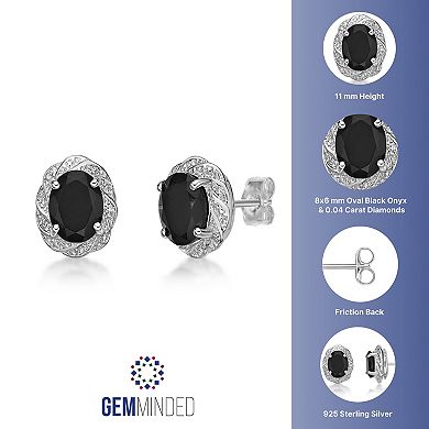 Gemminded Onyx & Diamond Accent Silver-Tone Stud Earrings