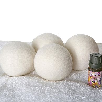 Laura Ashley 4-pack Wool Dryer Balls & Lavender Essential Oil Kit