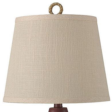 Table Lamp Nantucket Red Finish Cream Hardback Canvas Shade