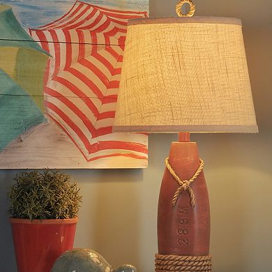 Table Lamp Nantucket Red Finish Cream Hardback Canvas Shade