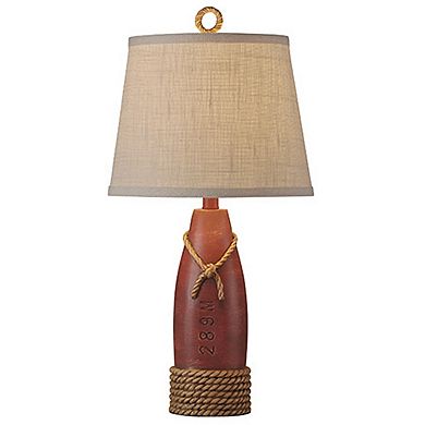 Table Lamp Nantucket Red Finish Cream Hardback Canvas Shade