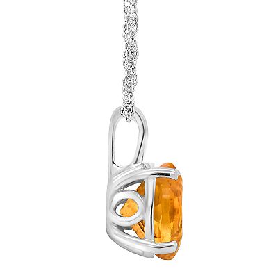 Alyson Layne Sterling Silver Citrine Solitaire Pendant Necklace