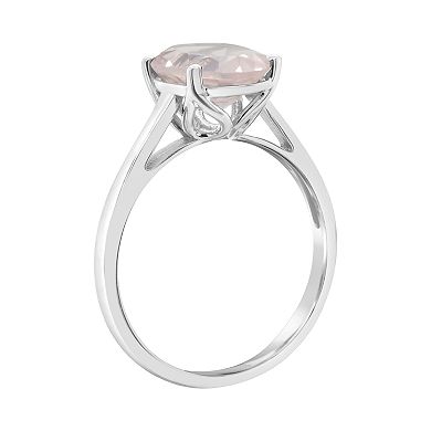 Alyson Layne Sterling Silver Rose Quartz Oval Solitaire Ring