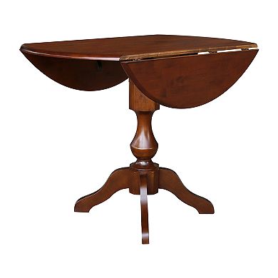 International Concepts Dual Drop Leaf Round Pedestal Dining Table