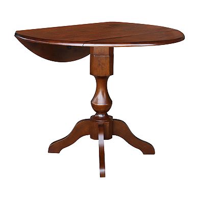 International Concepts Dual Drop Leaf Round Pedestal Dining Table