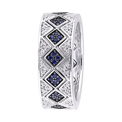 Stella Grace Sterling Silver Lab-Created Blue & White Sapphire Stack Ring Set