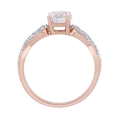 Stella Grace 10K Rose Gold Lab-Created White Sapphire & 1/10 Carat T.W. Diamond Infinity Engagement Ring