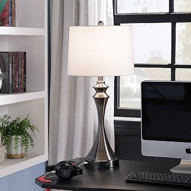 Steel Table Lamp with Outlet