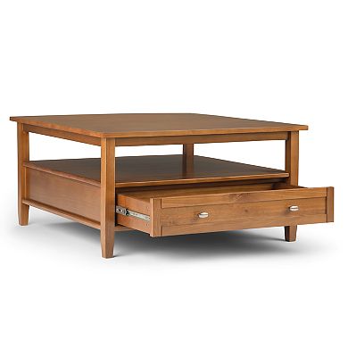 Simpli Home Warm Shaker Solid Wood Square Rustic Coffee Table