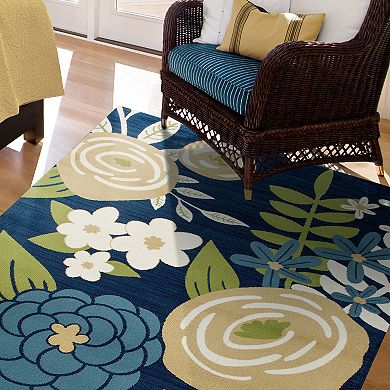 Art Carpet Oceanside Seaside Bouquet Blue Indoor Outdoor Rug