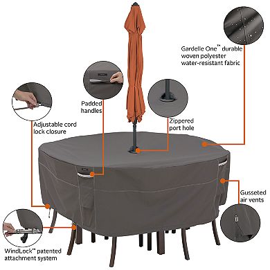 Classic Accessories Ravenna Round Patio Table Set Cover & Umbrella Hole