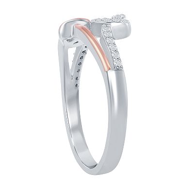 Sterling Silver Two-Tone Love Knot Heart Ring