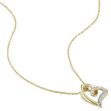 Stella Grace 10k Gold Diamond Accent Open Heart Pendant Necklace