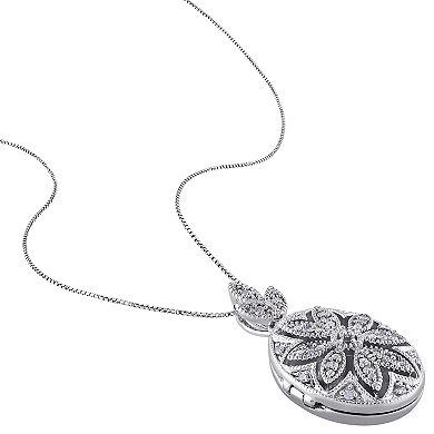 Stella Grace Sterling Silver 1/10 Carat T.W. Diamond Locket Pendant Necklace