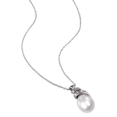 Stella Grace 10k White Gold Diamond Accent & Freshwater Cultured Pearl Pendant