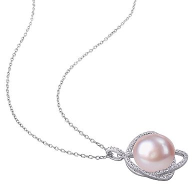 Stella Grace Sterling Silver Cubic Zirconia & Pink Freshwater Cultured Pearl Pendant