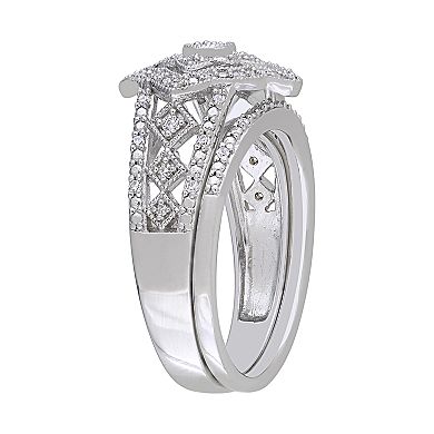 Stella Grace Sterling Silver 1/4 ct. T.W. Diamond Engagement Ring Set