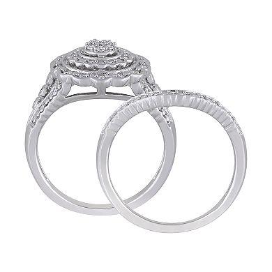 Stella Grace Sterling Silver 1/4 ct. T.W. Diamond Engagement Ring Set