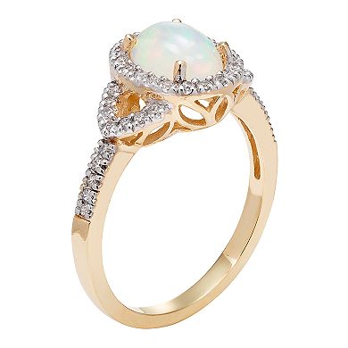 14k Rose Gold White Opal & 1/5 Carat T.W. IGL Certified Diamond Ring