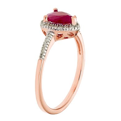 The Regal Collection 14k Gold Ruby & 1/10 Carat T.W. IGL Certified Diamond Teardrop Ring