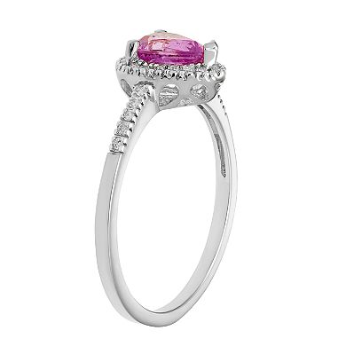 The Regal Collection 14k Gold Pink Sapphire & 1/10 Carat T.W. IGL Certified Diamond Teardrop Ring