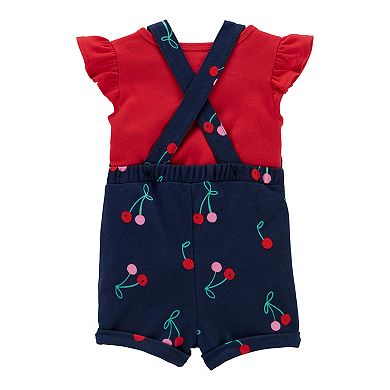 Baby Girl Carter's Flutter Tee & Cherry Shortalls Set