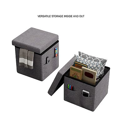 Lavish Home 2 Foldable Storage Cubes with Pockets