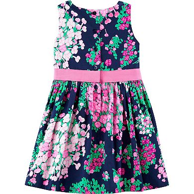 Toddler Girl Carter's Sateen Floral Ribbon Bow Dress